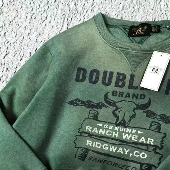 Polo Ralph Lauren Men's Double RL Ranch Logo Buffalo Fleece Sweatshirt - Picture 10 of 12